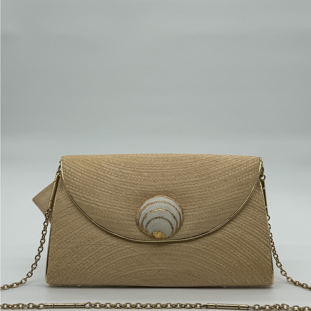 Chic Beige Clutch with Gold Accents